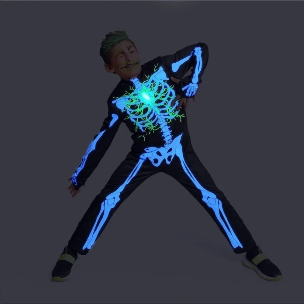 NWT Hyde & EEK! Skeleton Glow under Blacklight Electric Bones Costume Sz S (6-7)